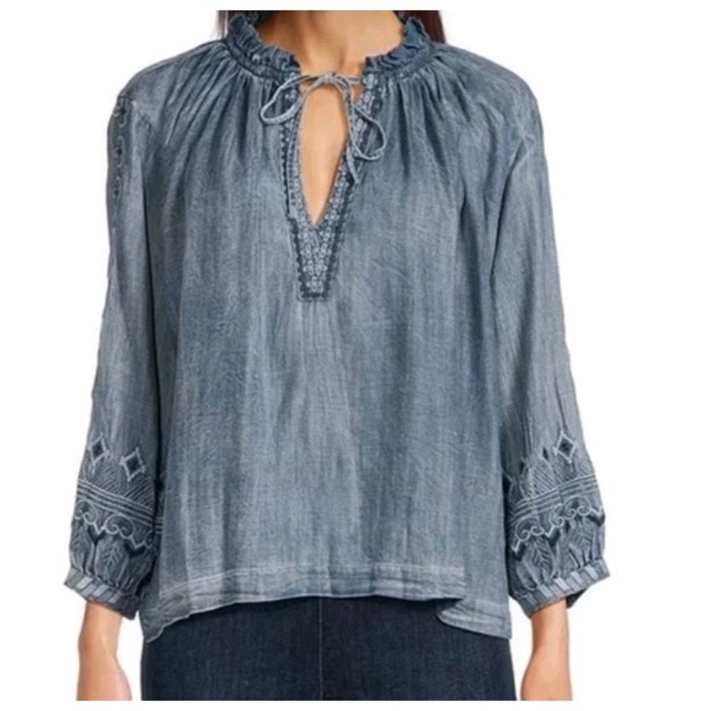 Kyla‎ Seo Caite Karyn Lucinda Blouse Top Small Embroidered Peasant NWT
